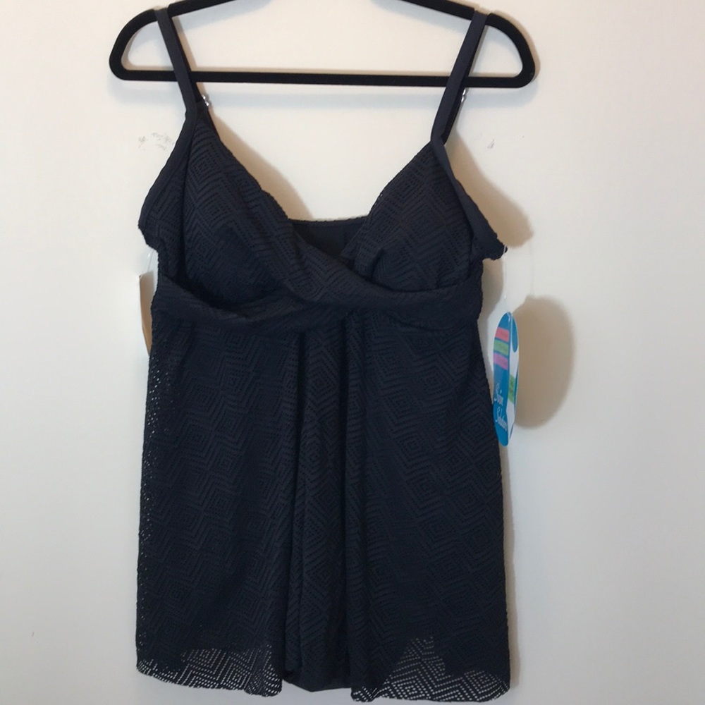 NWT Swim Solutions Black One-Piece Swimsuit - Picture 1 of 12